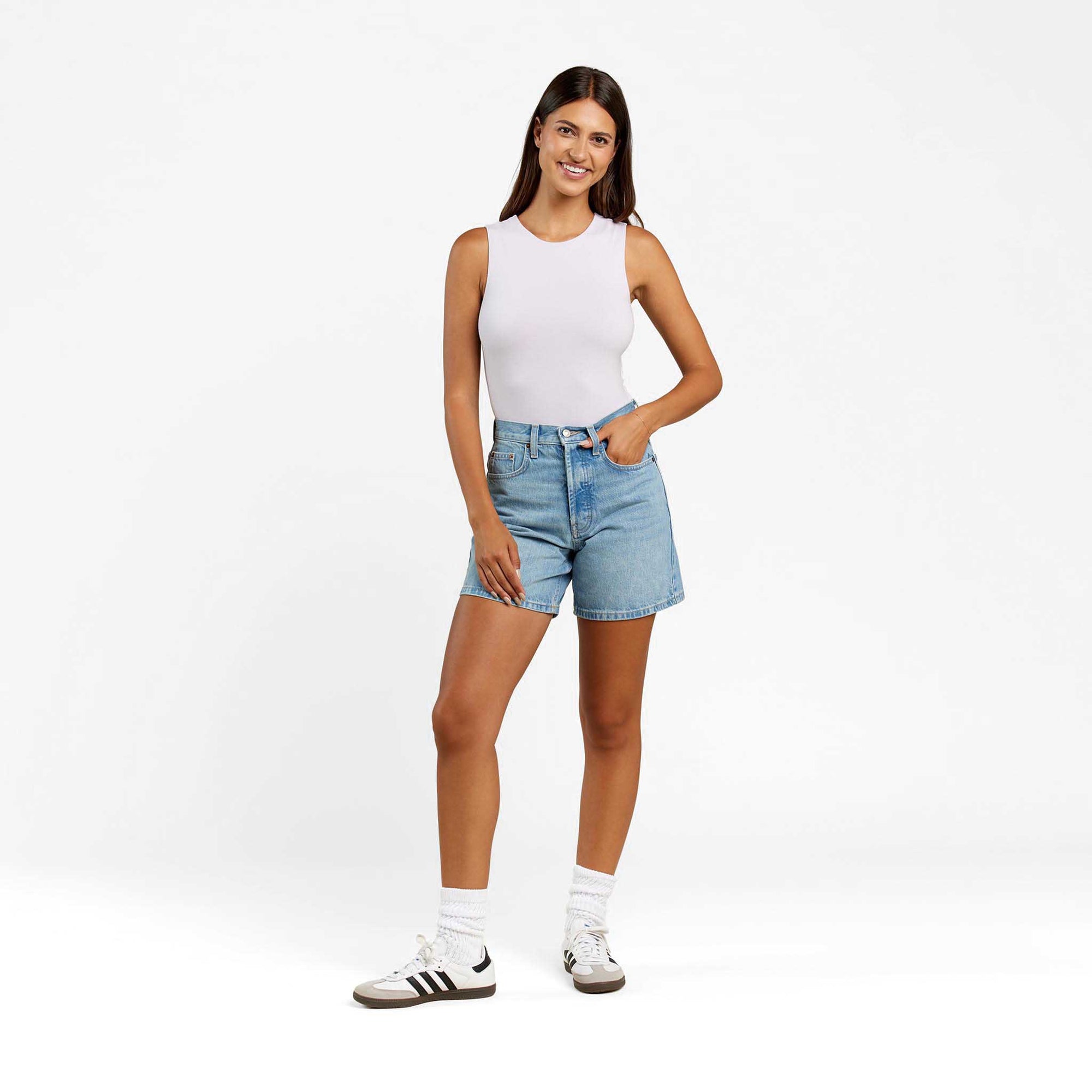 Cotton Stretch Classic Crewneck Tank Bodysuit