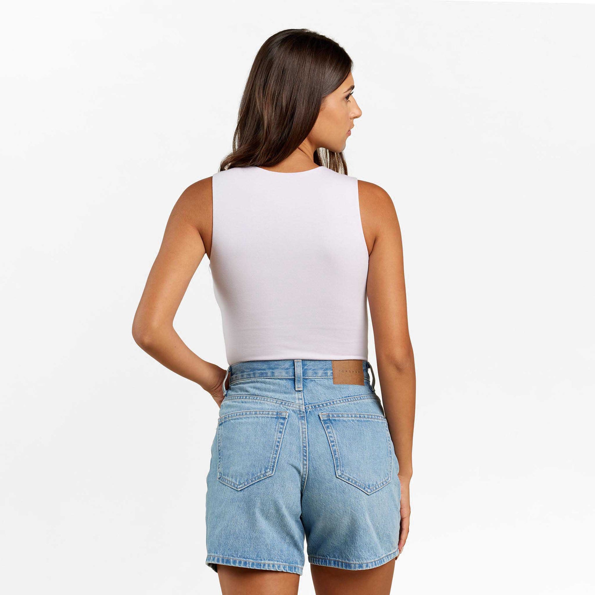 Cotton Stretch Classic Crewneck Tank Bodysuit