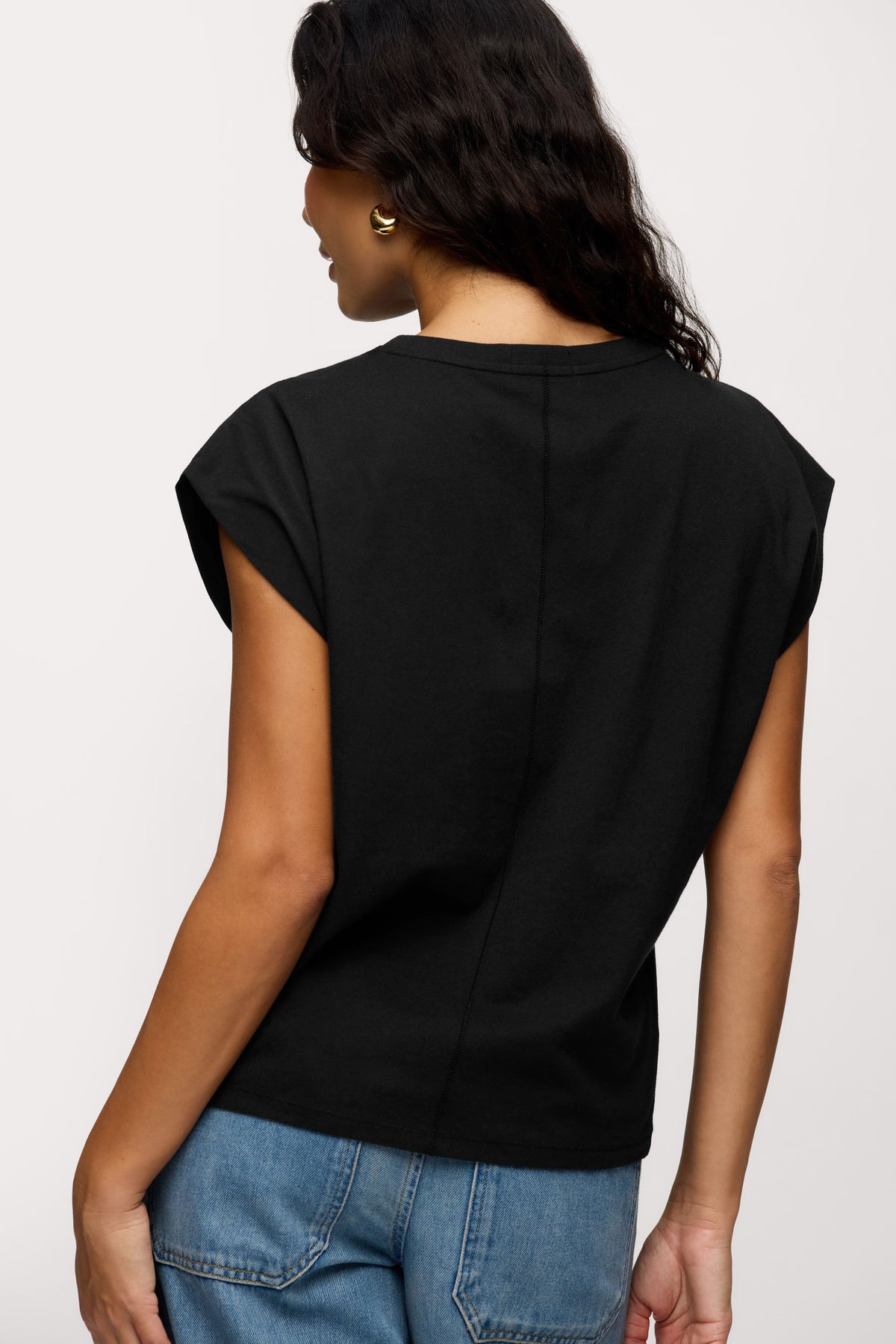Color:Black | nuuds muscle tee – jersey knit fabric womens cotton t-shirts basic tees tops for women