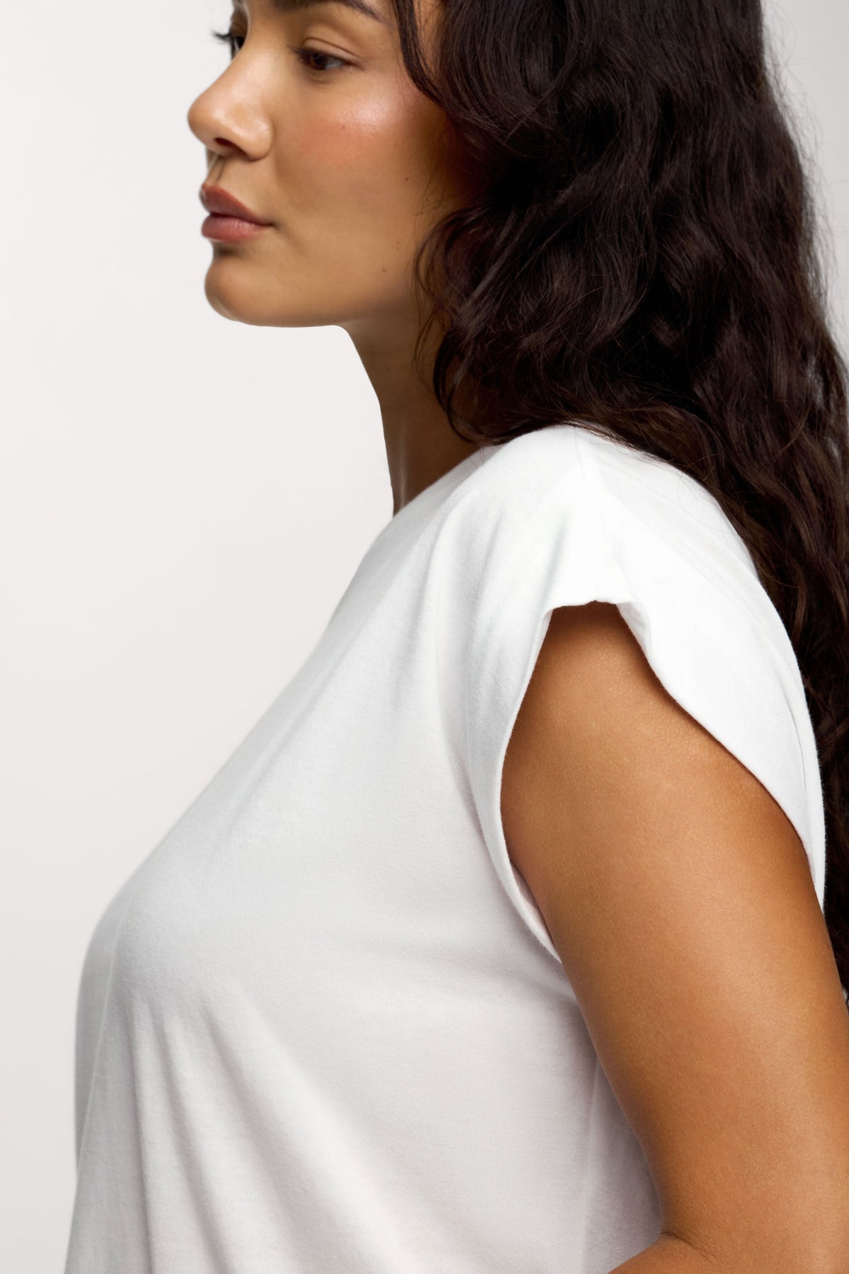 Color:White | nuuds muscle tee – jersey knit fabric womens cotton t-shirts basic tees tops for women