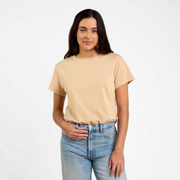 トップス draw Leotard Pile T-shirts Soft Cotton Everyday T-Shirt Bodysuit | Oat