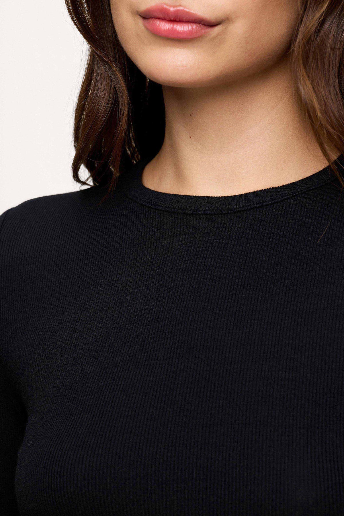 Color:Black | nuuds women’s long sleeve shirts fitted modal top - soft modal women’s long sleeve tops