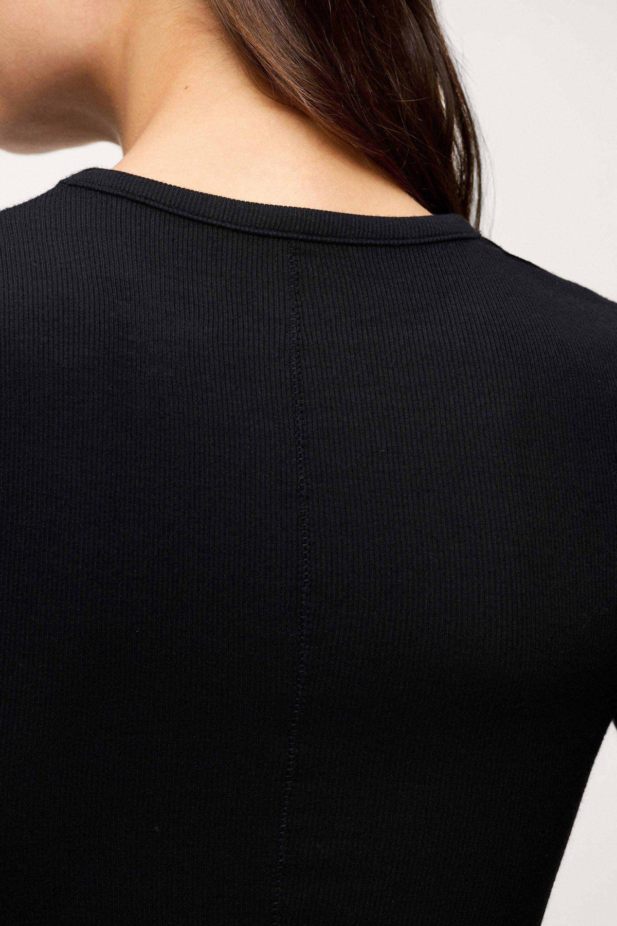 Color:Black | nuuds women’s long sleeve shirts fitted modal top - soft modal women’s long sleeve tops