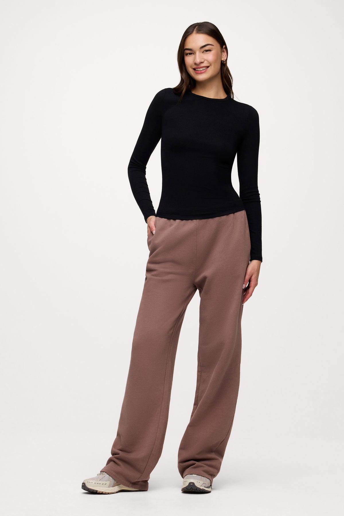 Color:Black | nuuds women’s long sleeve shirts fitted modal top - soft modal women’s long sleeve tops