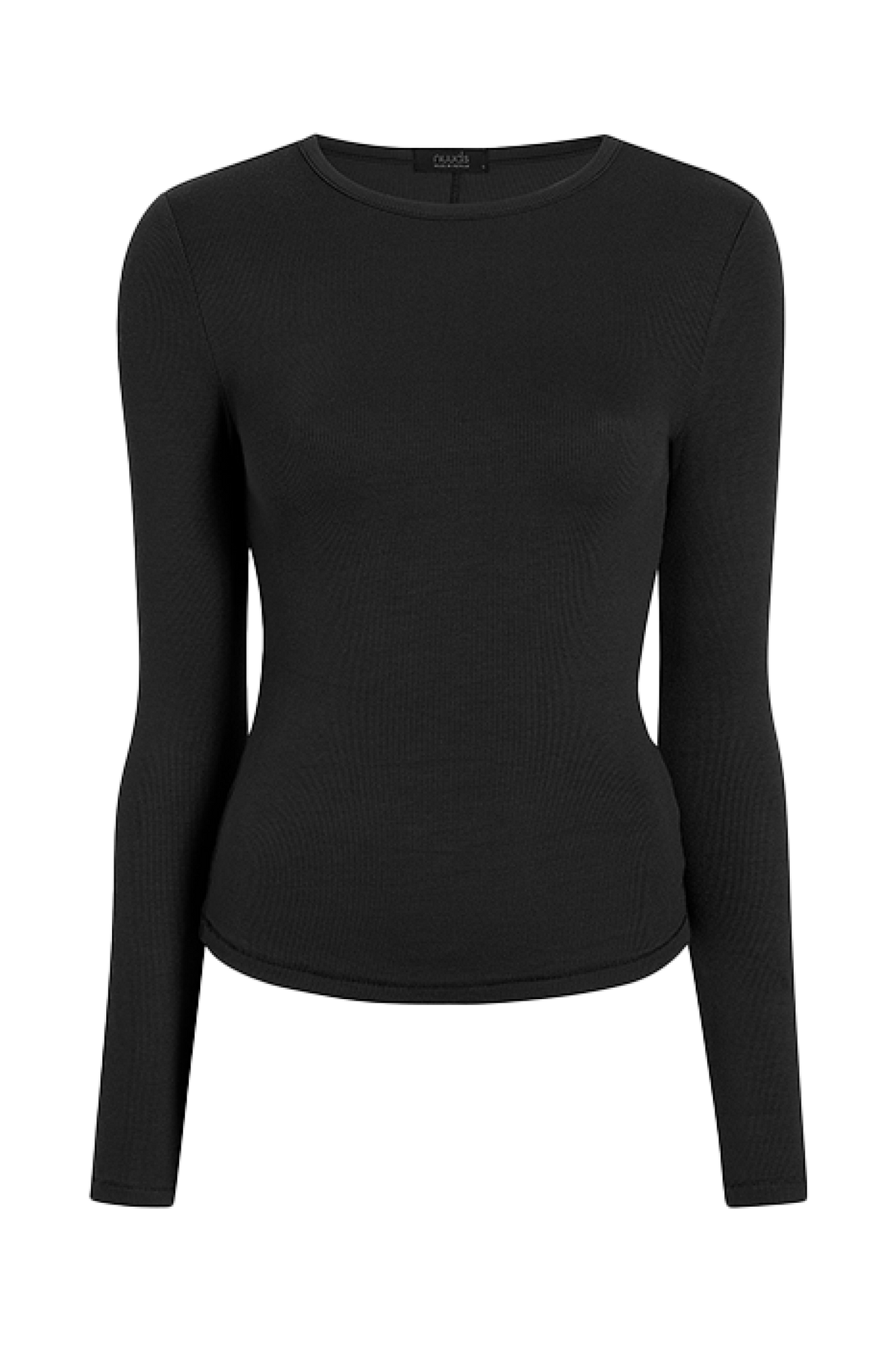 Color:Black | nuuds women’s long sleeve shirts fitted modal top - soft modal women’s long sleeve tops