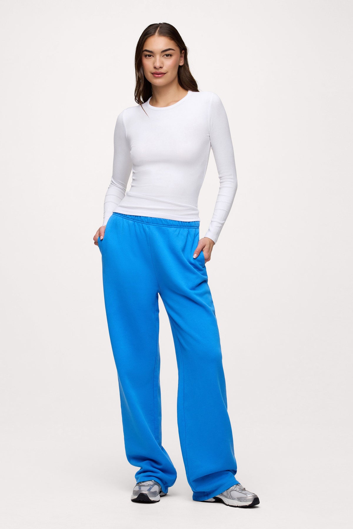 Color:White | nuuds women’s long sleeve shirts fitted modal top - soft modal women’s long sleeve tops