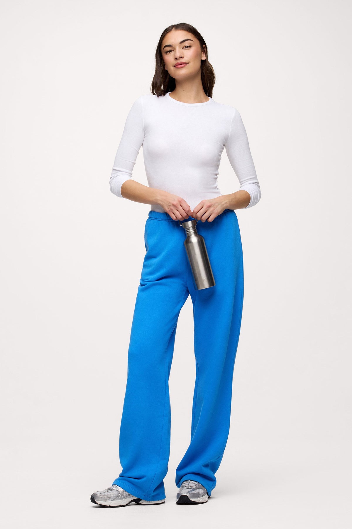 Color:White | nuuds women’s long sleeve shirts fitted modal top - soft modal women’s long sleeve tops