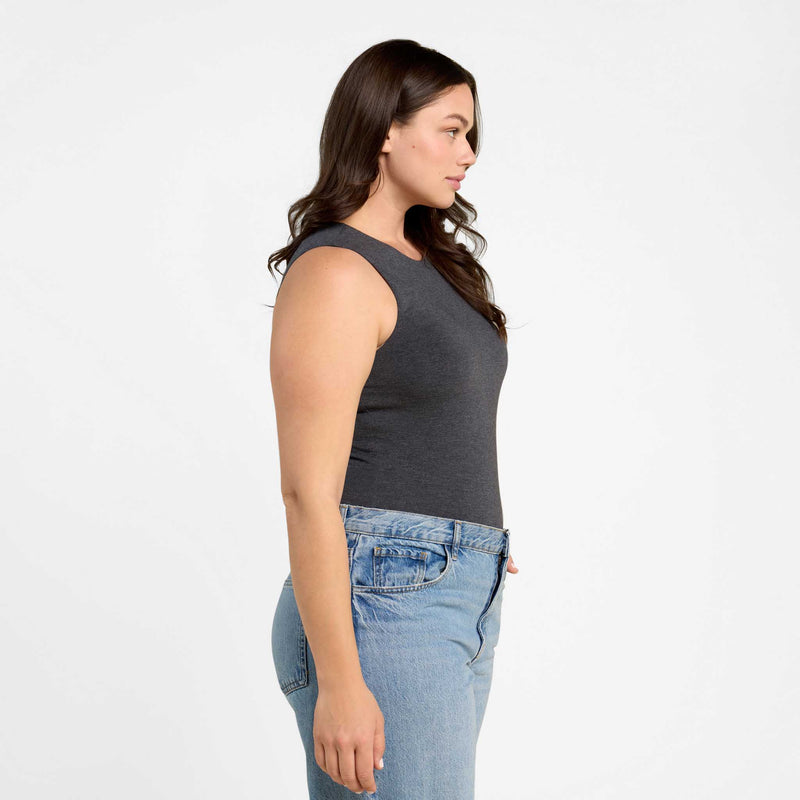 Cotton Stretch Classic Crewneck Tank Bodysuit image 
