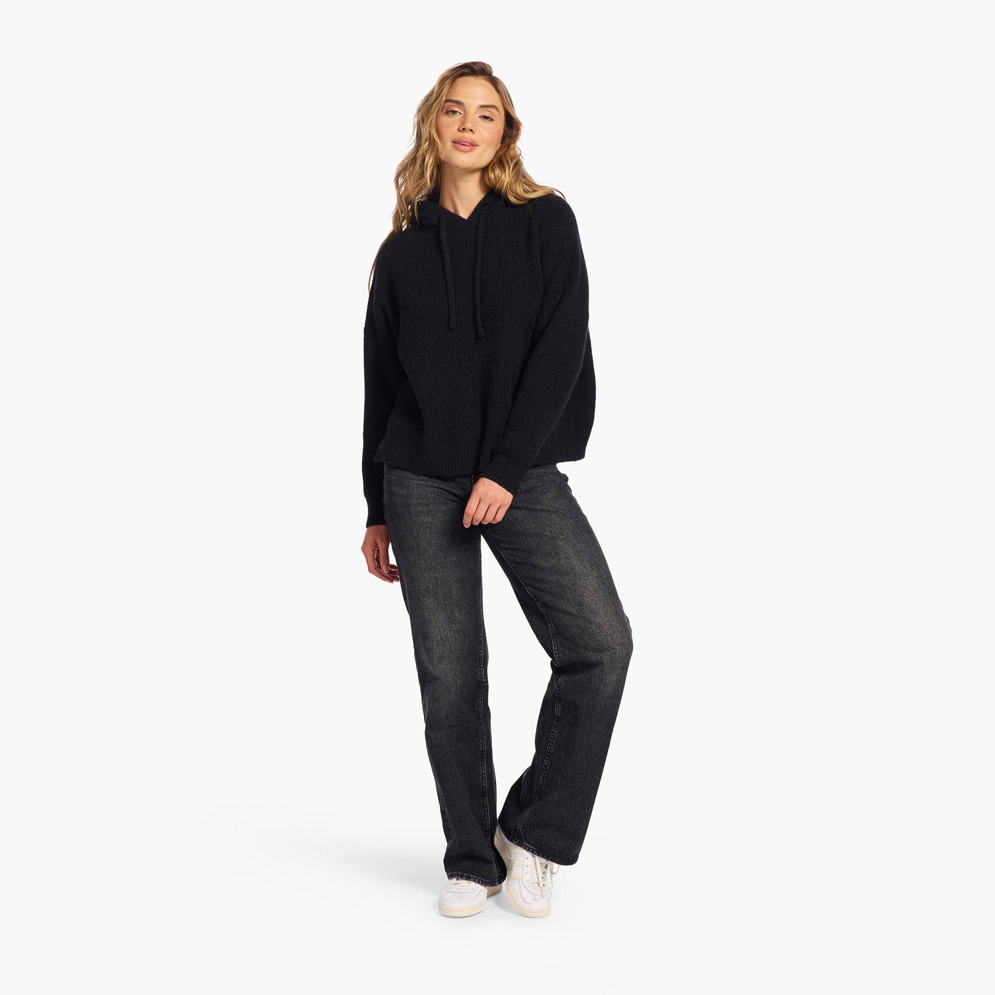Cozy Knit Ribbed Sweater Hoodie