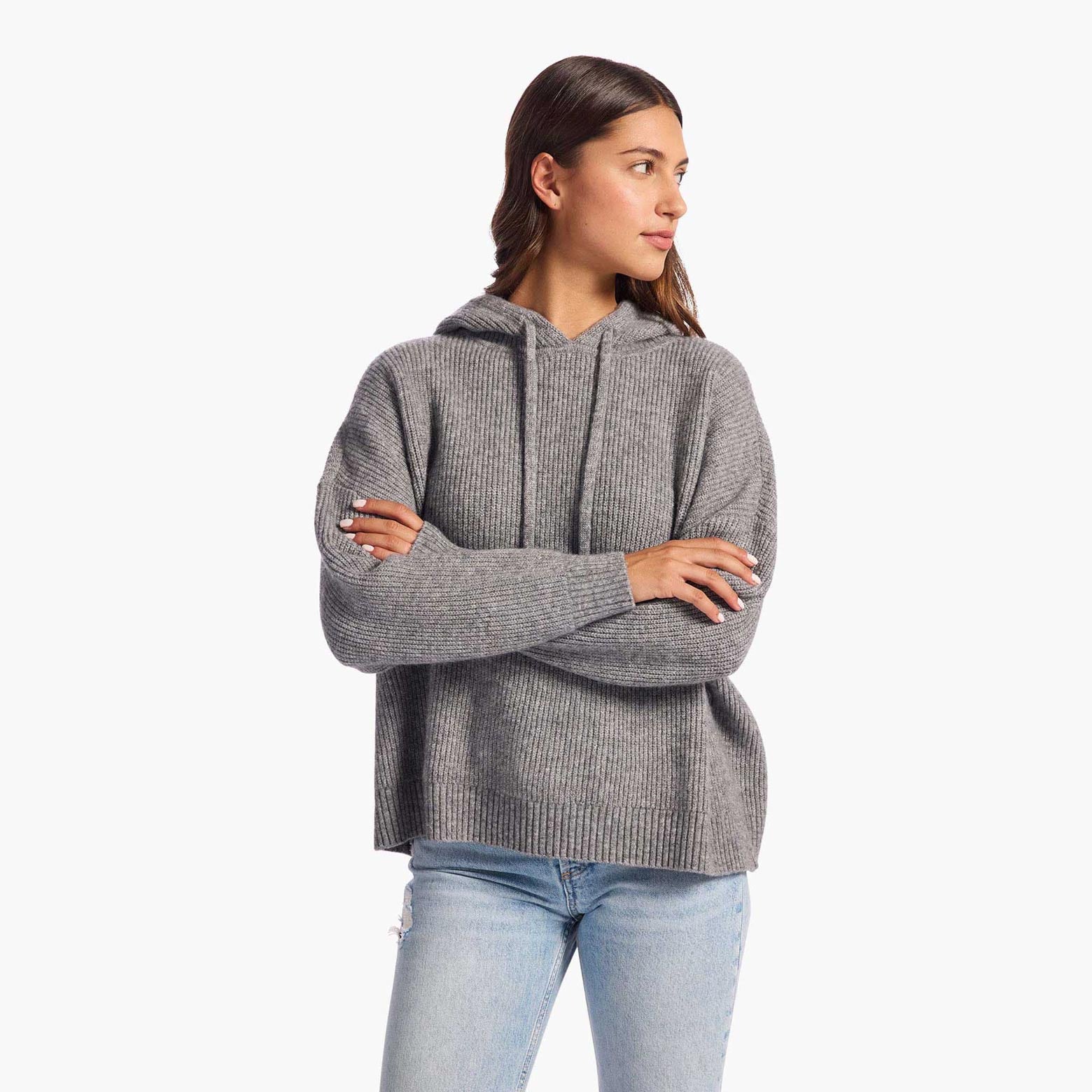 Cozy Knit Ribbed Sweater Hoodie