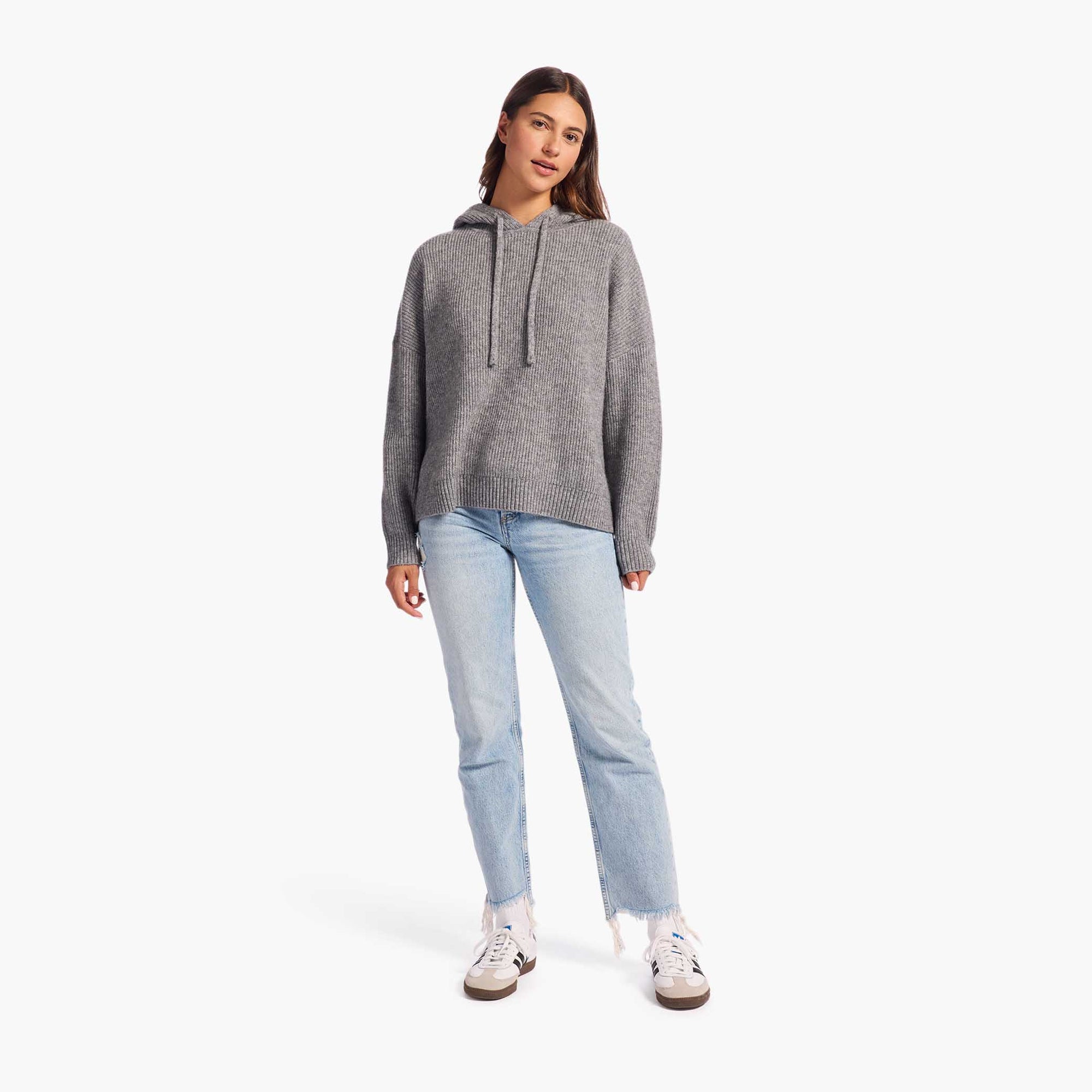 Cozy Knit Ribbed Sweater Hoodie