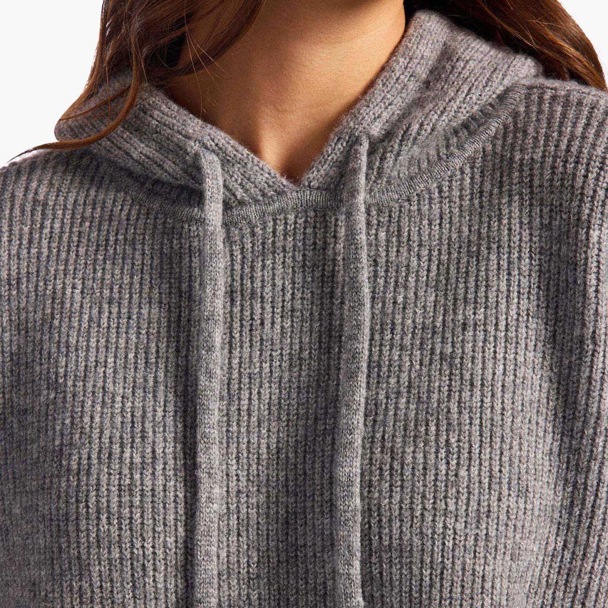 Cozy Knit Ribbed Sweater Hoodie
