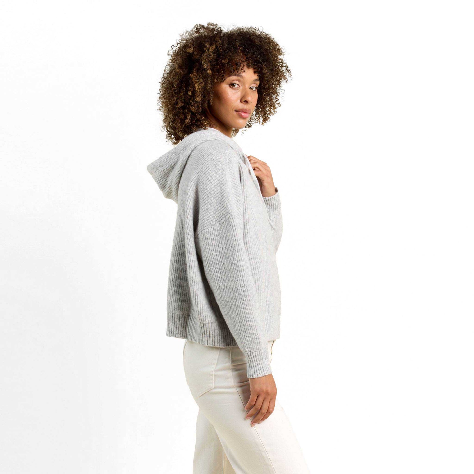 Cozy Knit Ribbed Sweater Hoodie
