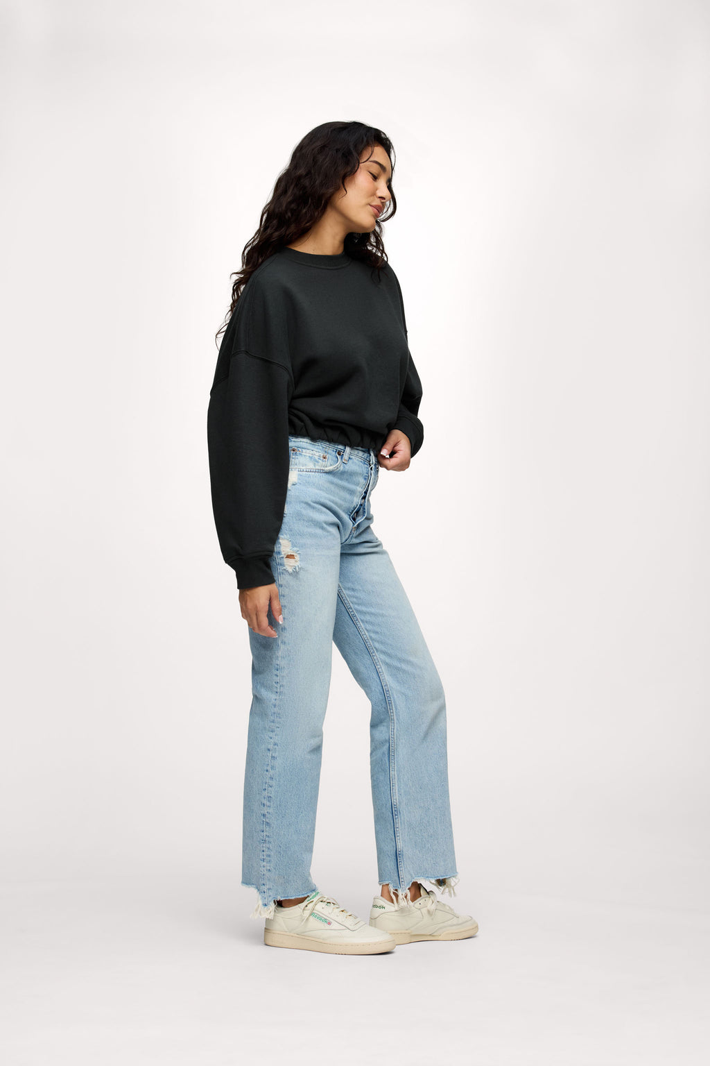 nuuds cinch waist sweatshirt, women’s sweatshirt, fleece sweatshirt women, everyday casual fleece