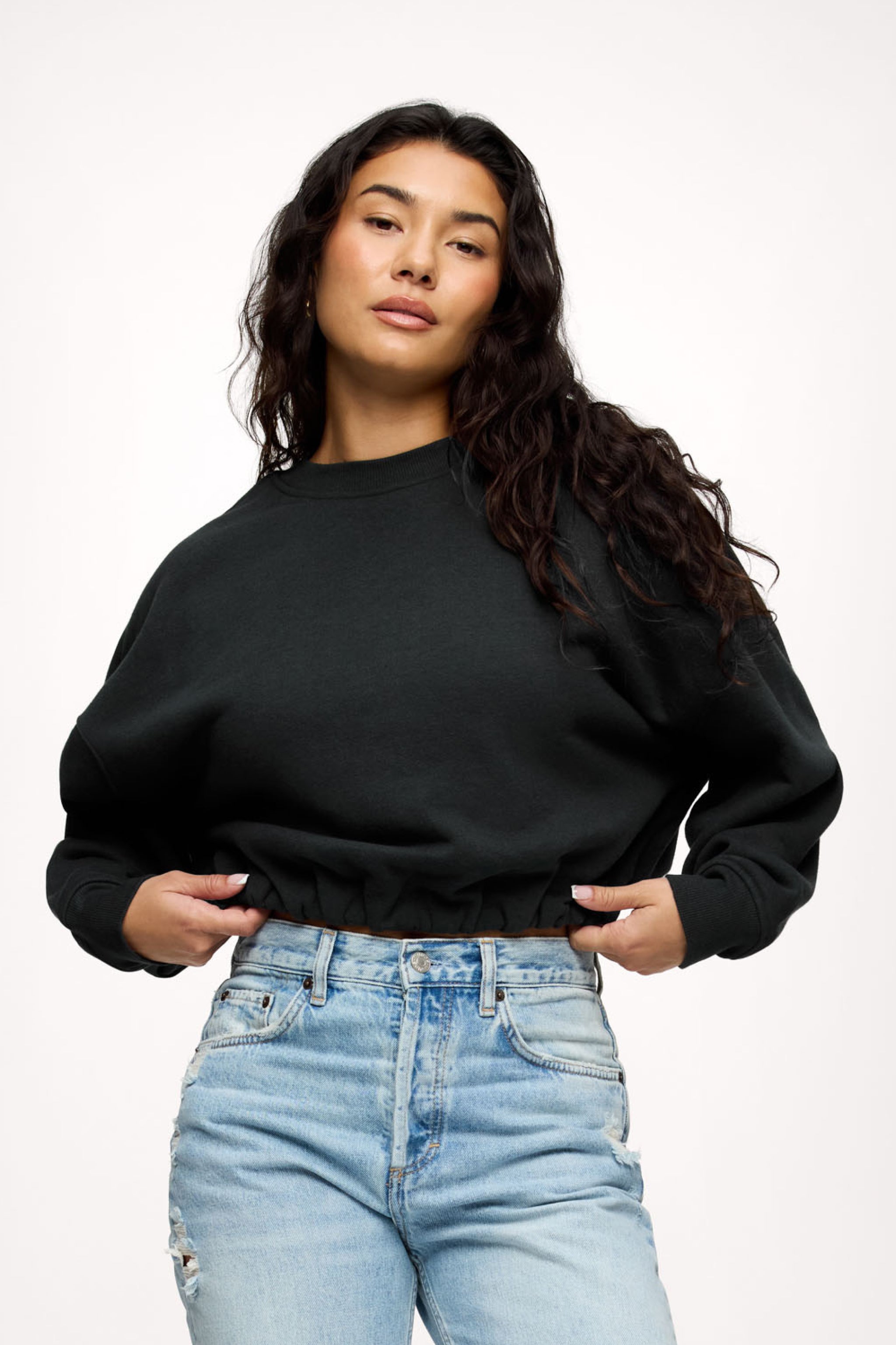 nuuds cinch waist sweatshirt, women’s sweatshirt, fleece sweatshirt women, everyday casual fleece