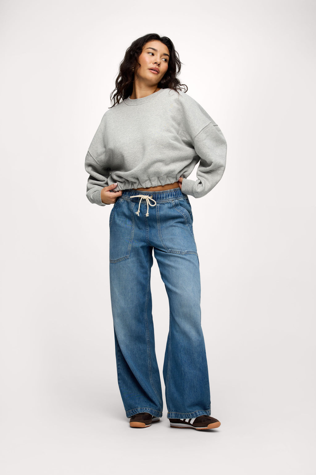 nuuds cinch waist sweatshirt, women’s sweatshirt, fleece sweatshirt women, everyday casual fleece