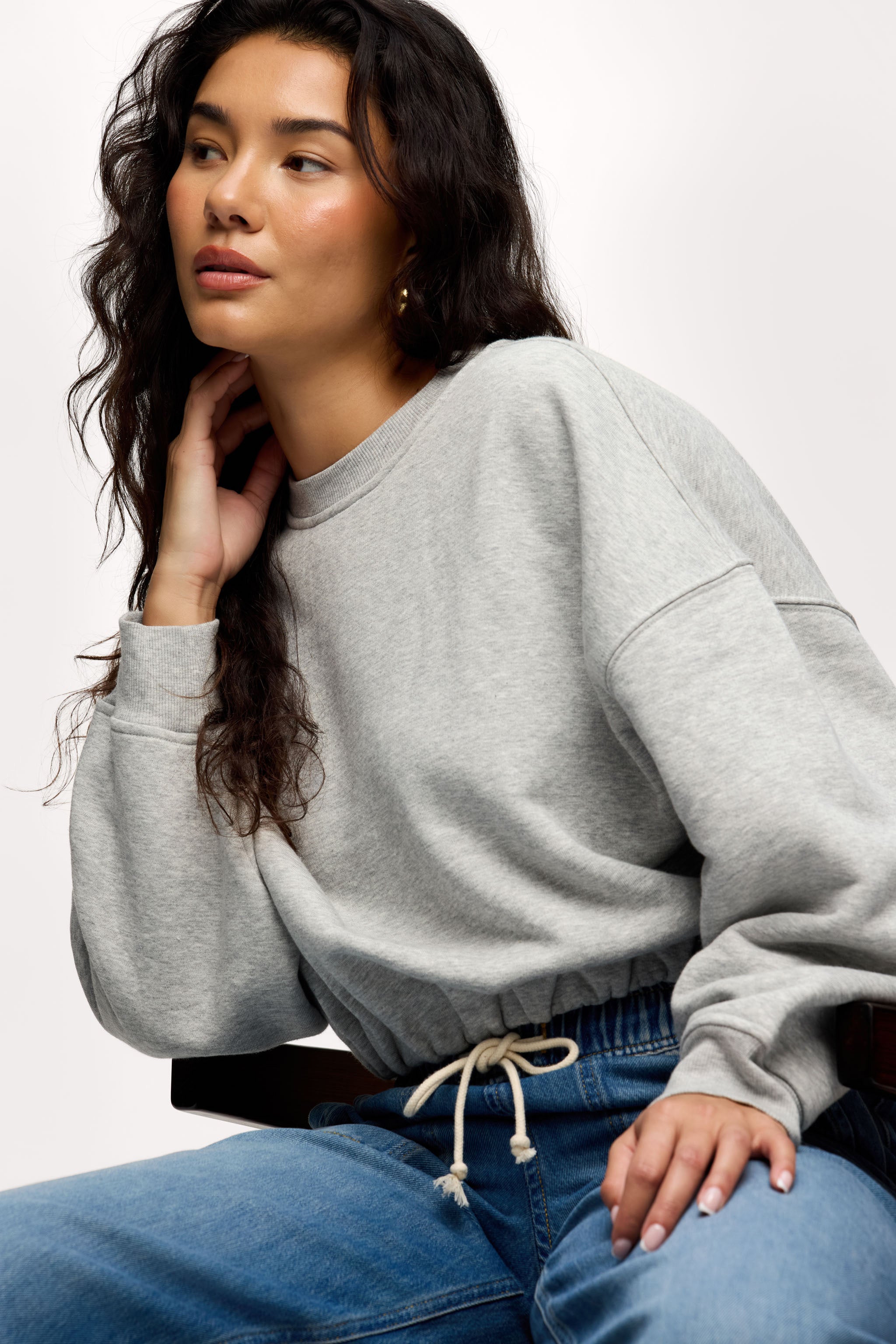 nuuds cinch waist sweatshirt, women’s sweatshirt, fleece sweatshirt women, everyday casual fleece