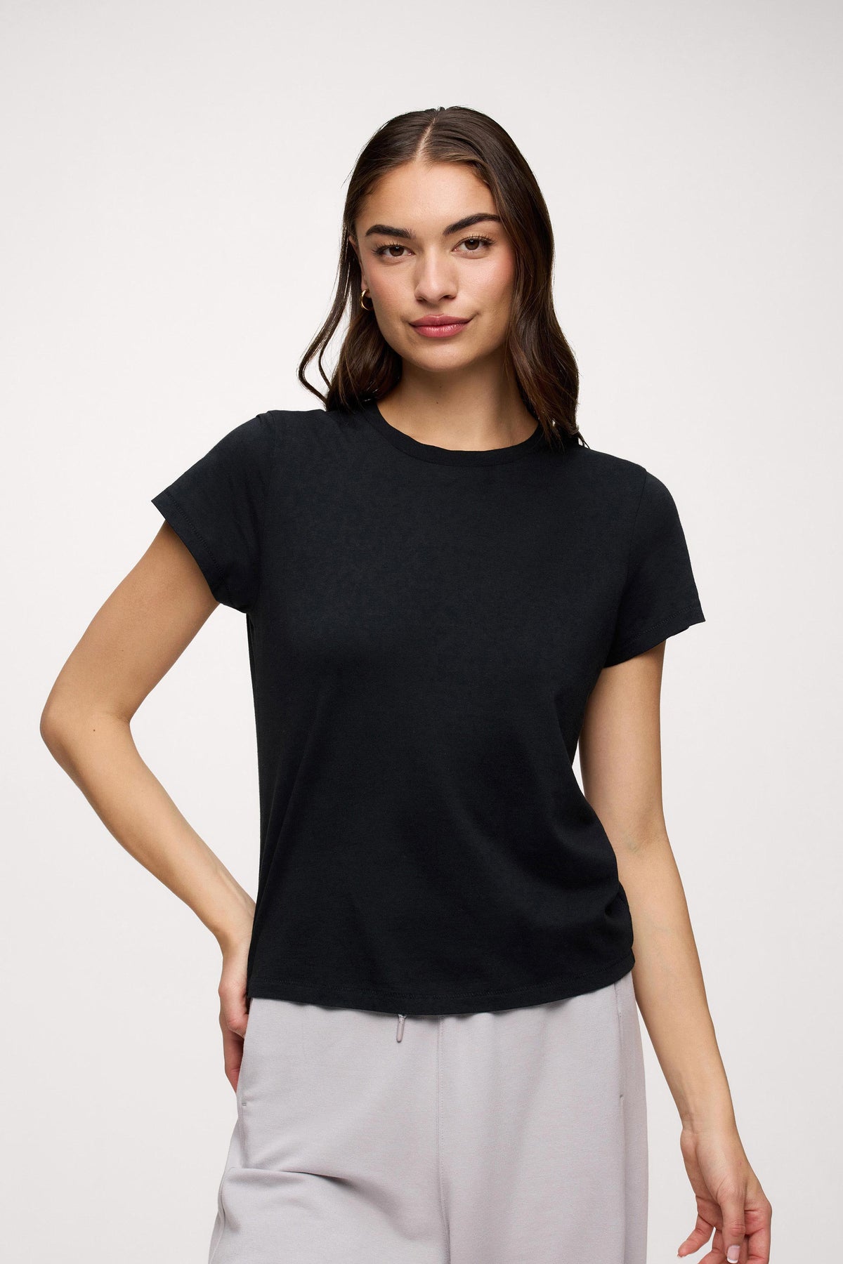 Color:Black | nuuds perfect tee - womens cotton t-shirt basic tees womens tops