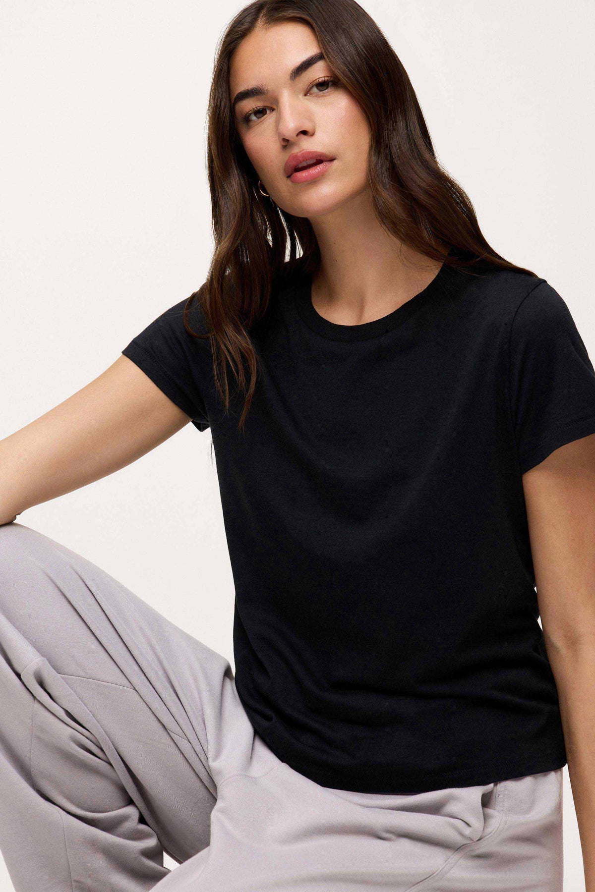Color:Black | nuuds perfect tee - womens cotton t-shirt basic tees womens tops