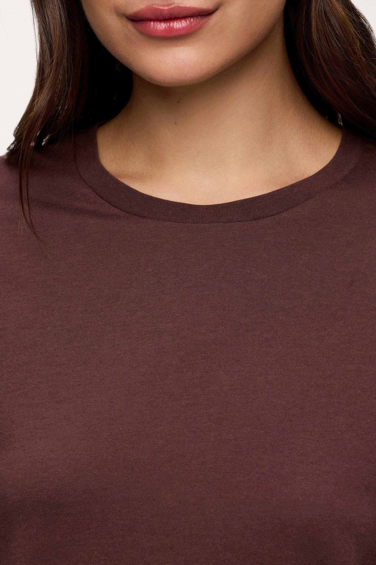 Color:Coffee | nuuds perfect tee - womens cotton t-shirt basic tees womens tops