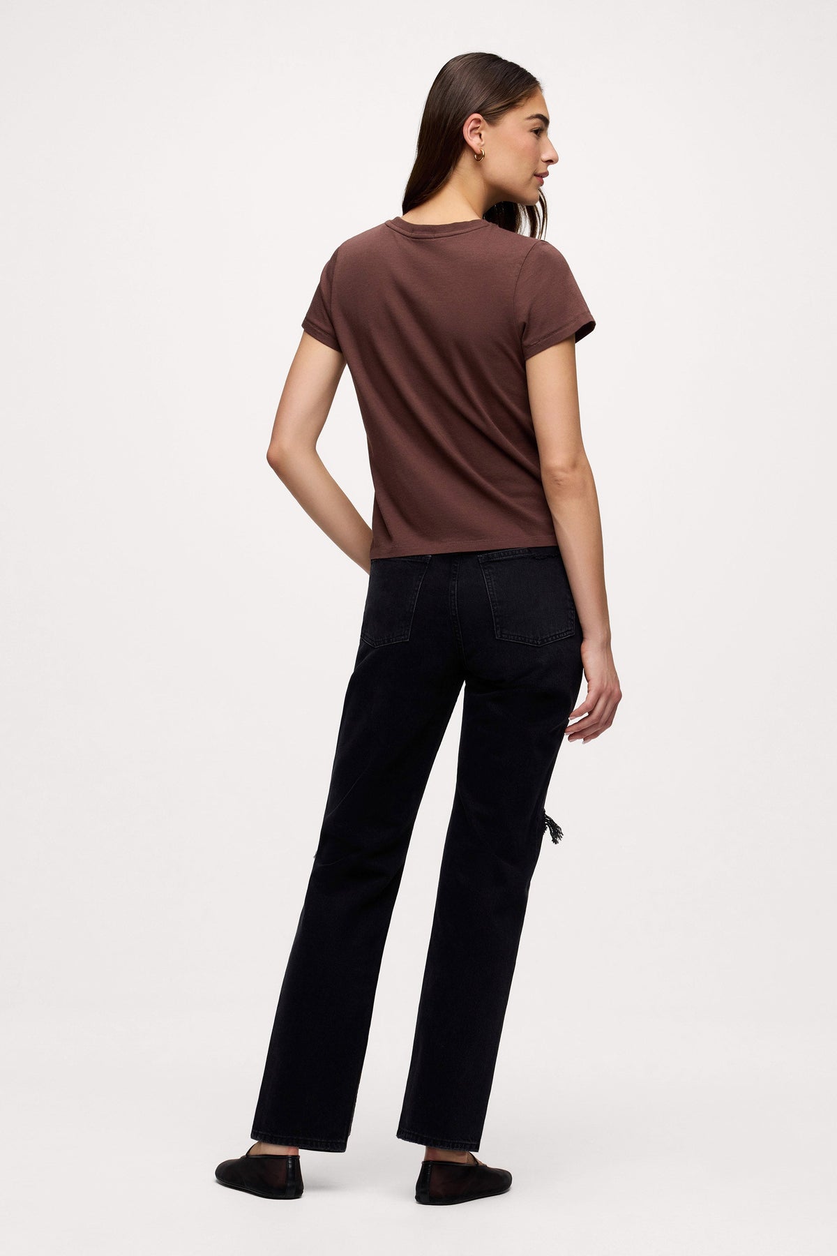 Color:Coffee | nuuds perfect tee - womens cotton t-shirt basic tees womens tops