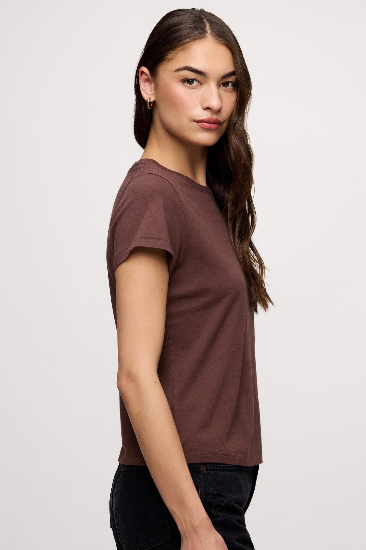 Color:Coffee | nuuds perfect tee - womens cotton t-shirt basic tees womens tops