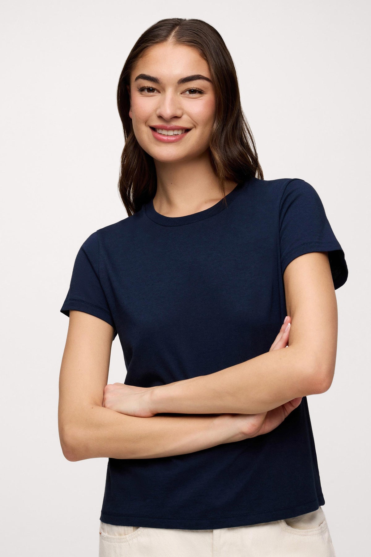 Color:Navy | nuuds perfect tee - womens cotton t-shirt basic tees womens tops