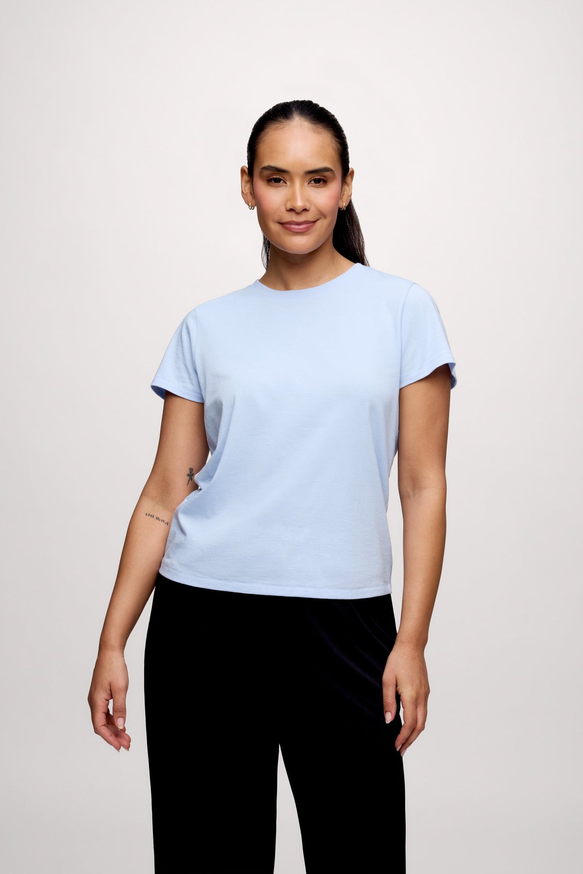 Color:Sky | nuuds perfect tee - womens cotton t-shirt basic tees womens tops