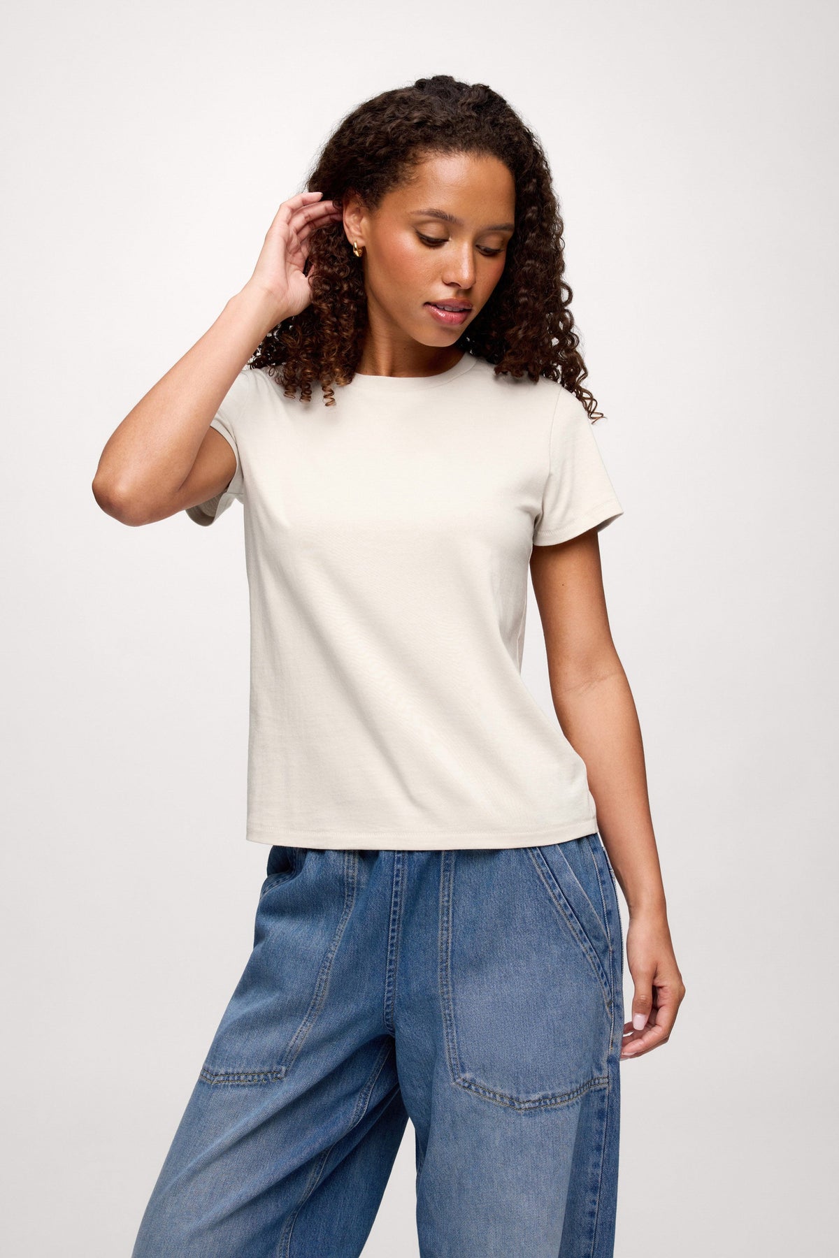 Color:Fawn | nuuds perfect tee - womens cotton t-shirt basic tees womens tops