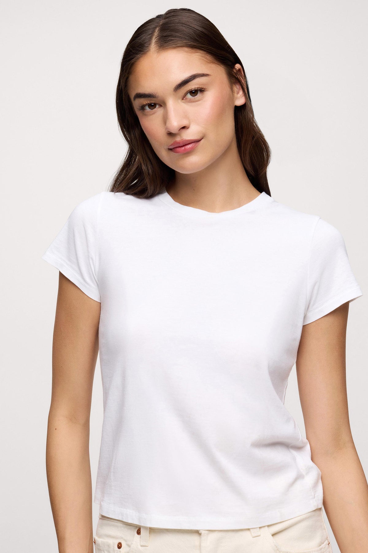 Color:White | nuuds perfect tee - womens cotton t-shirt basic tees womens tops