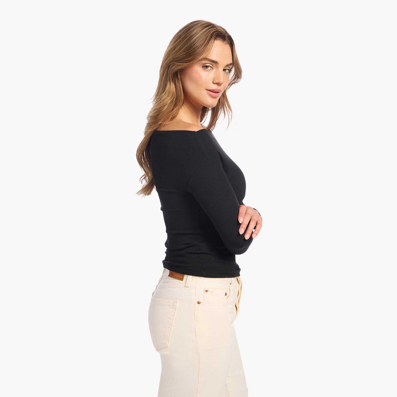Slinky Rib Off-The-Shoulder Shirt image 