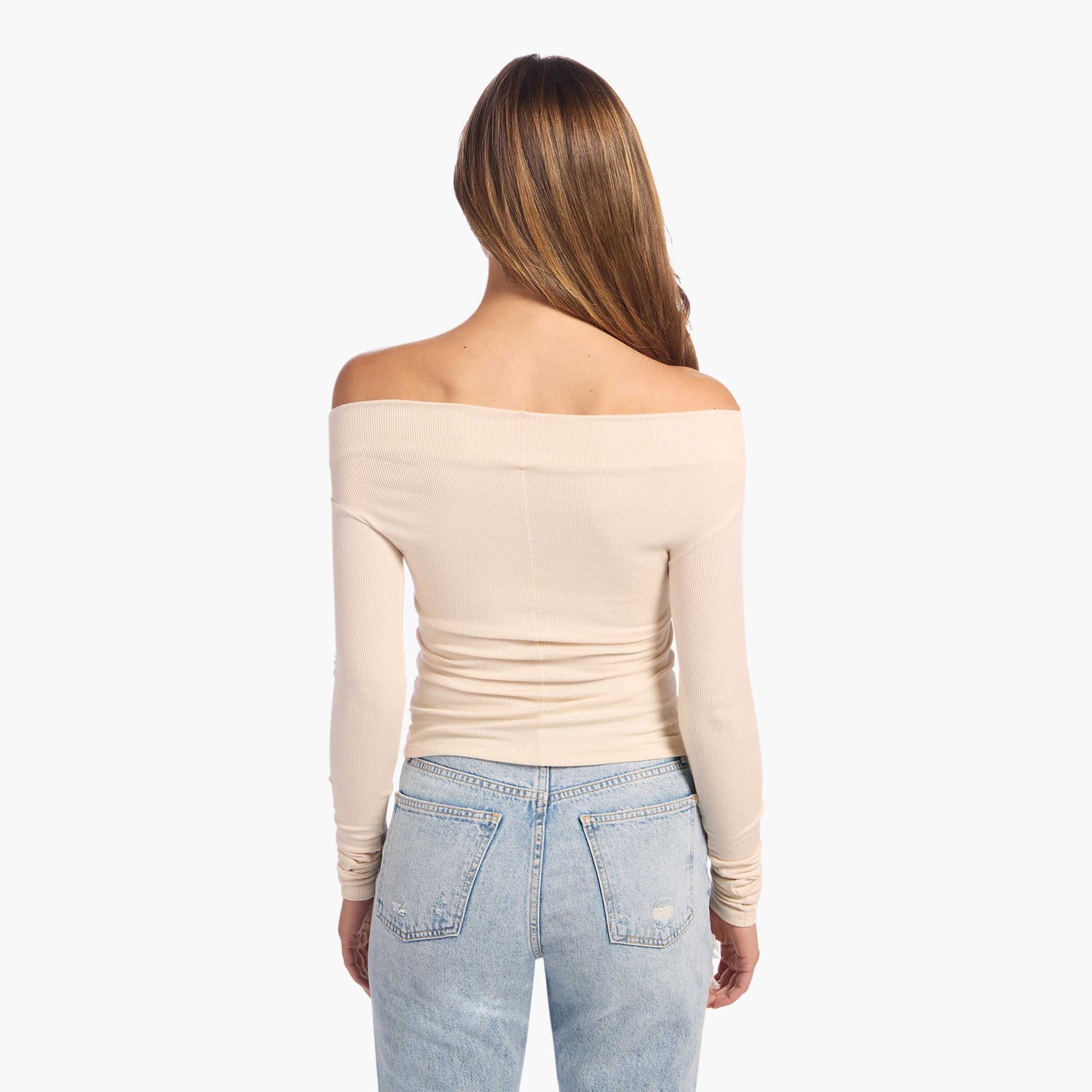 Slinky Rib Off-The-Shoulder Shirt
