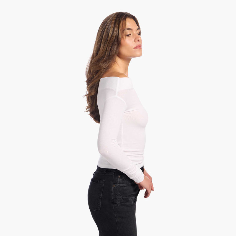 Slinky Rib Off-The-Shoulder Shirt image 