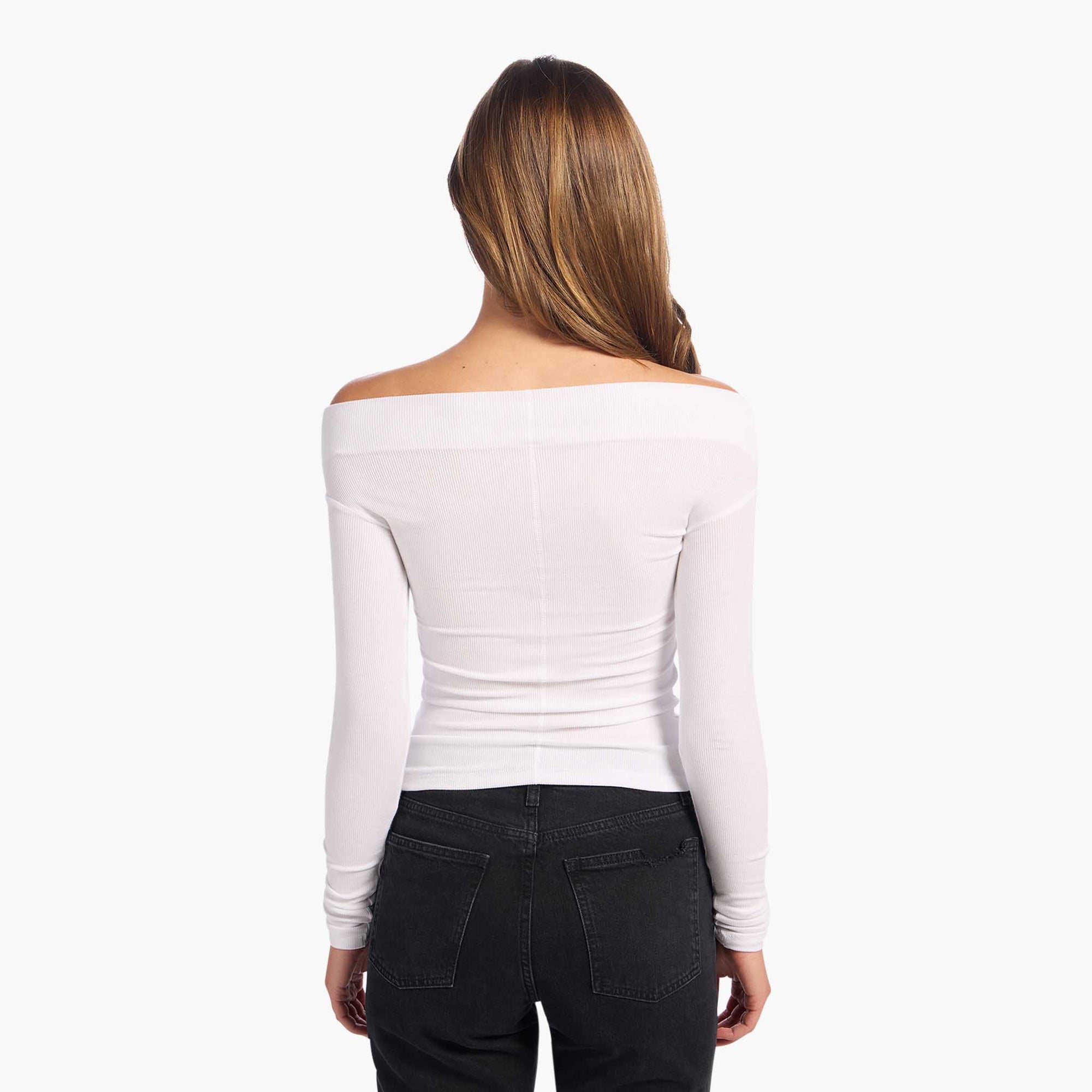 Slinky Rib Off-The-Shoulder Shirt