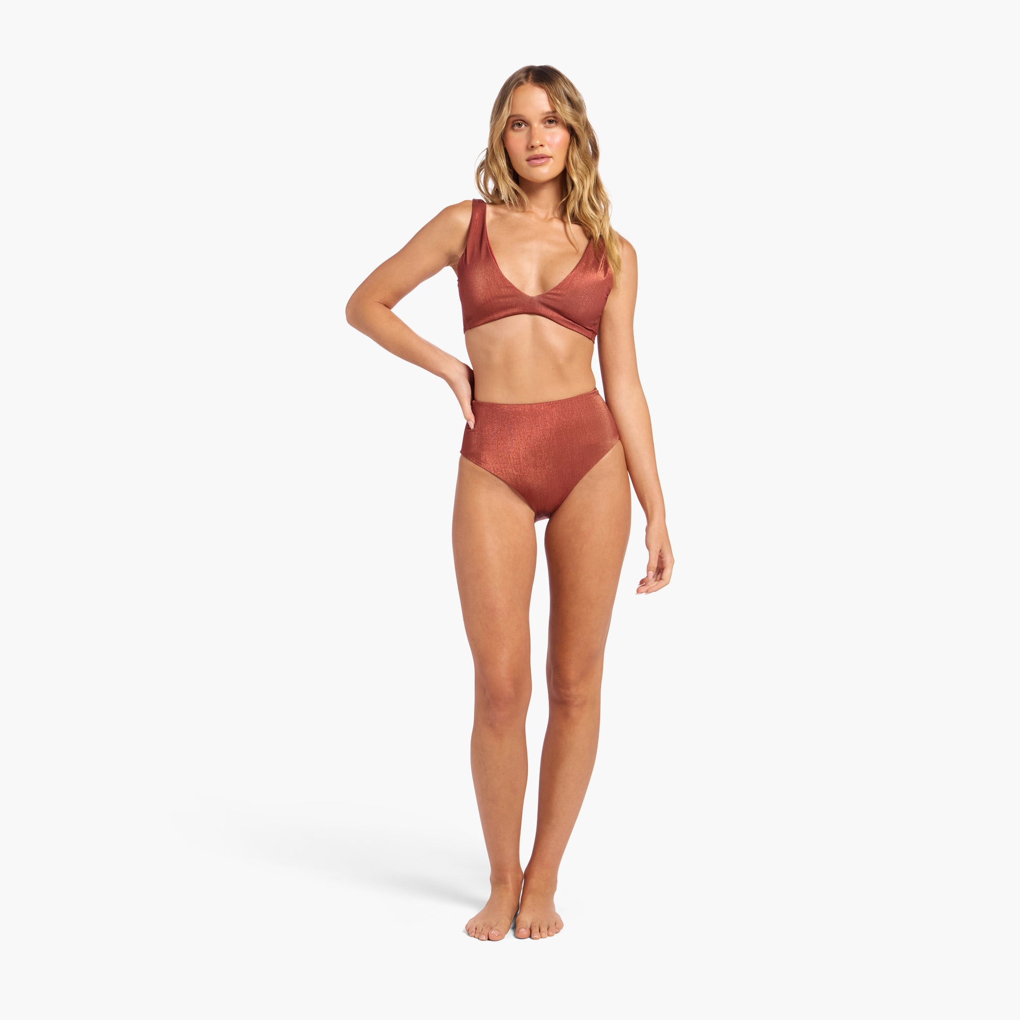 Shimmer High Waist Bikini Bottom