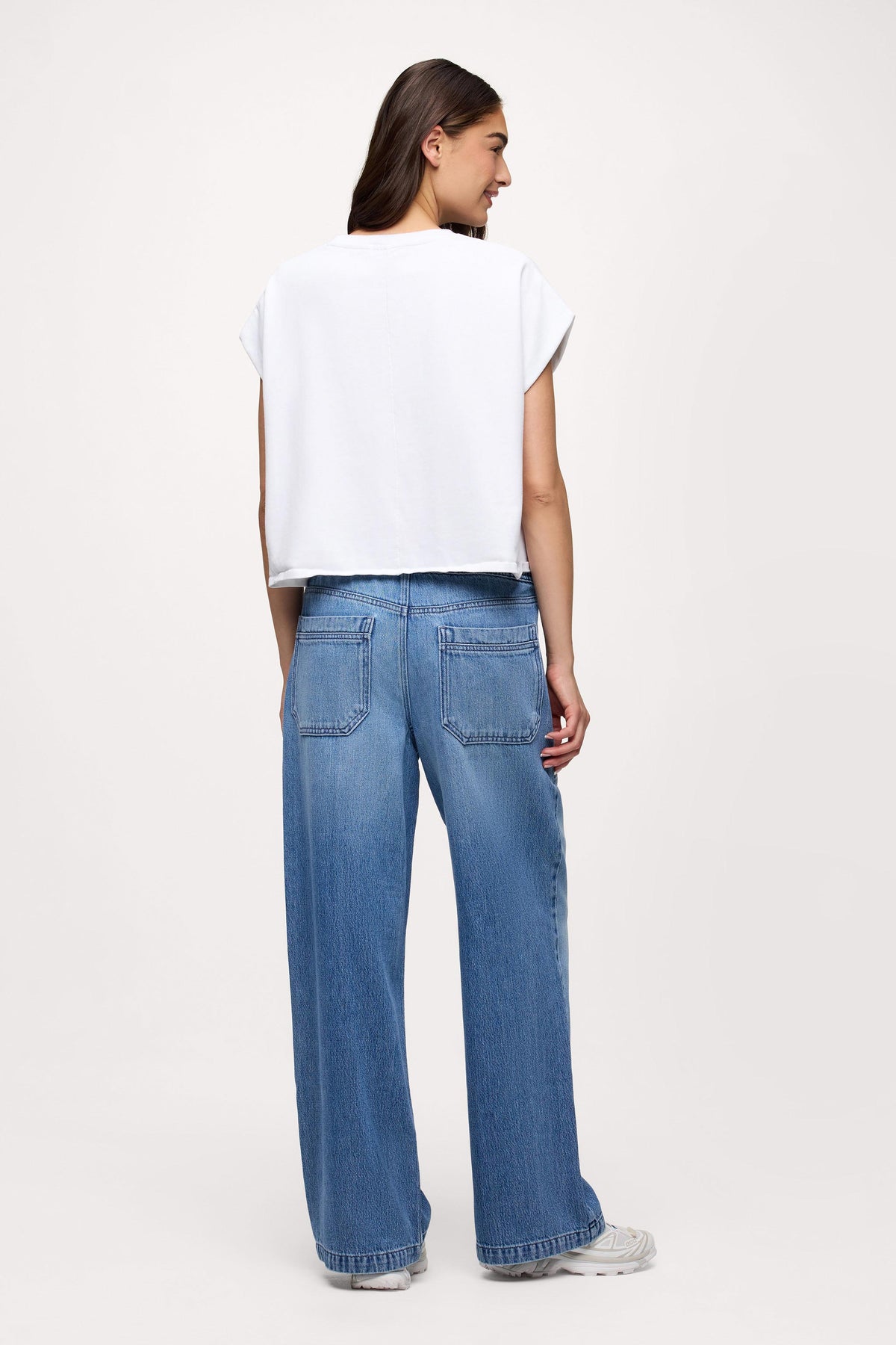 Color:White | nuuds swing muscle tee – muscle tee jersey knit fabric basic tees womens cotton t-shirts