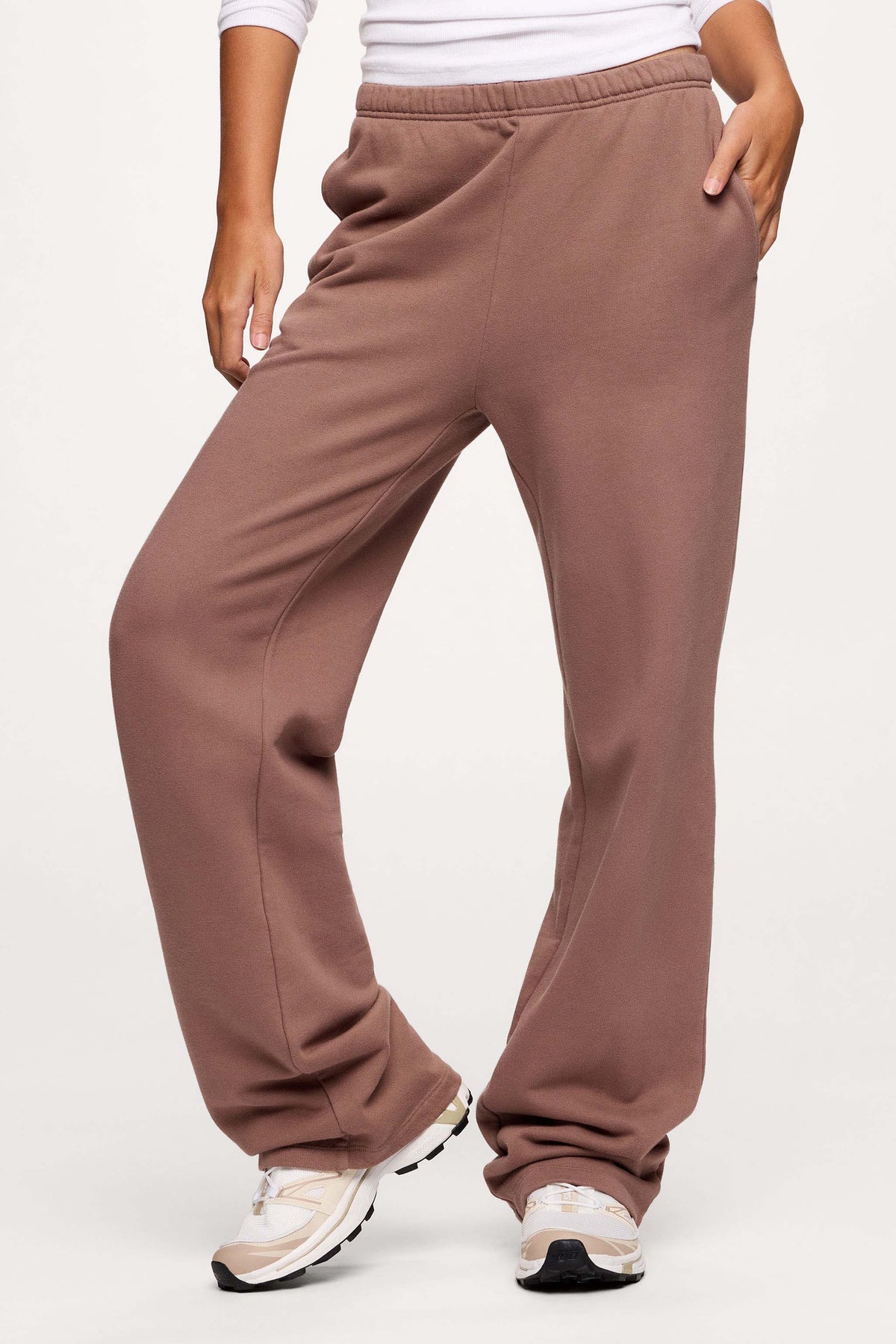 Color:Cocoa | nuuds sweatpants women wide leg fleece - relaxed fit fleece sweatpants for women
