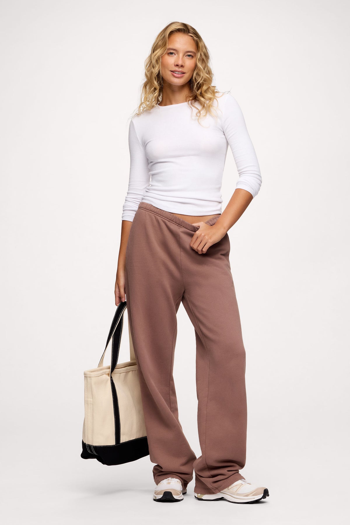 Color:Cocoa | nuuds sweatpants women wide leg fleece - relaxed fit fleece sweatpants for women