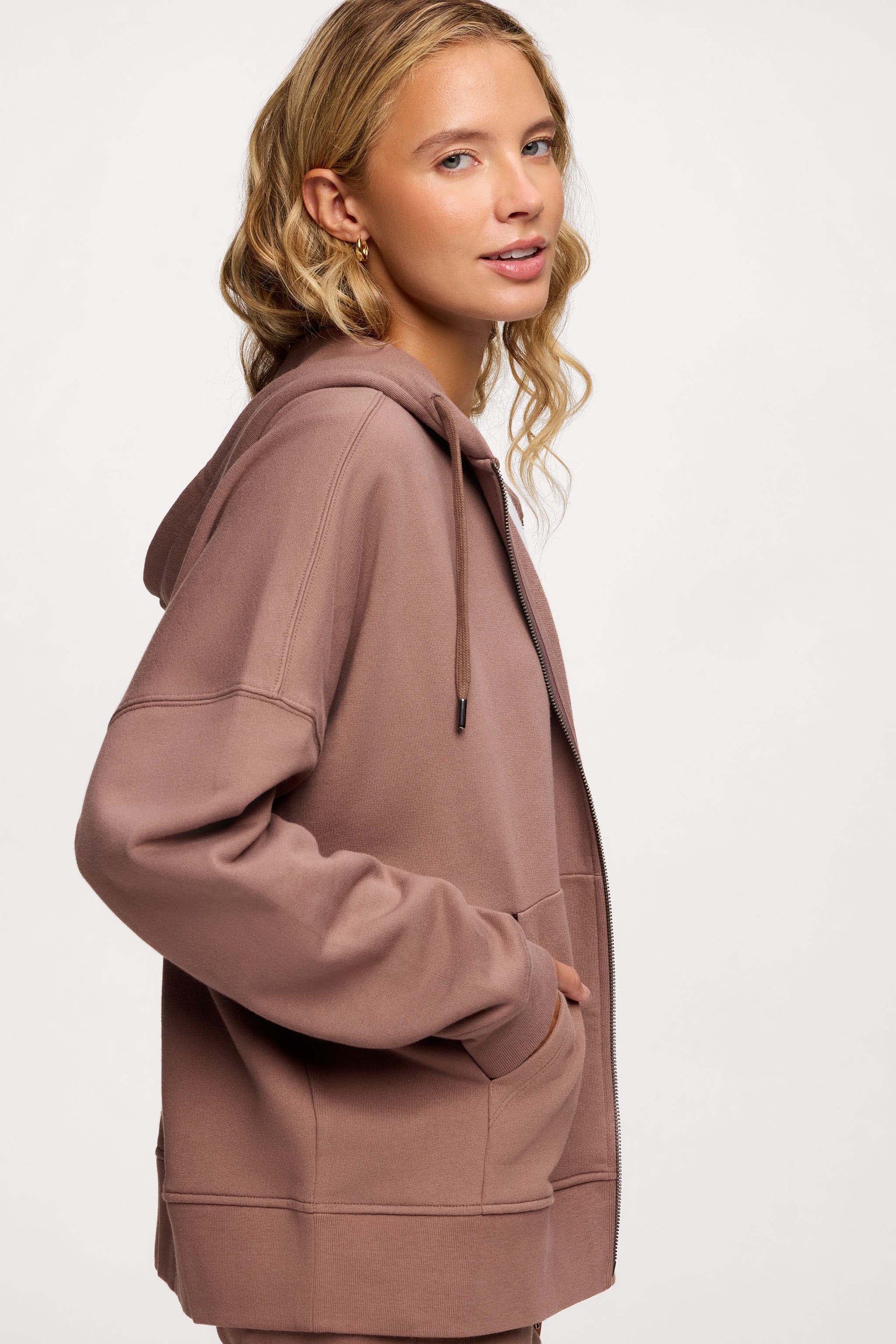 nuuds two way zip hoodie – women’s zip up hoodie relaxed fit fleece zip jacket