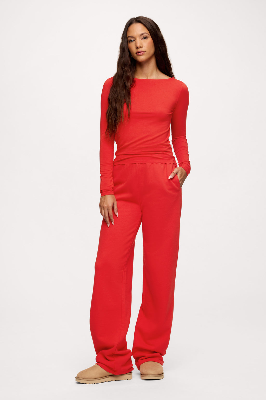 Slinky Jersey Boat Neck Long Sleeve Shirt