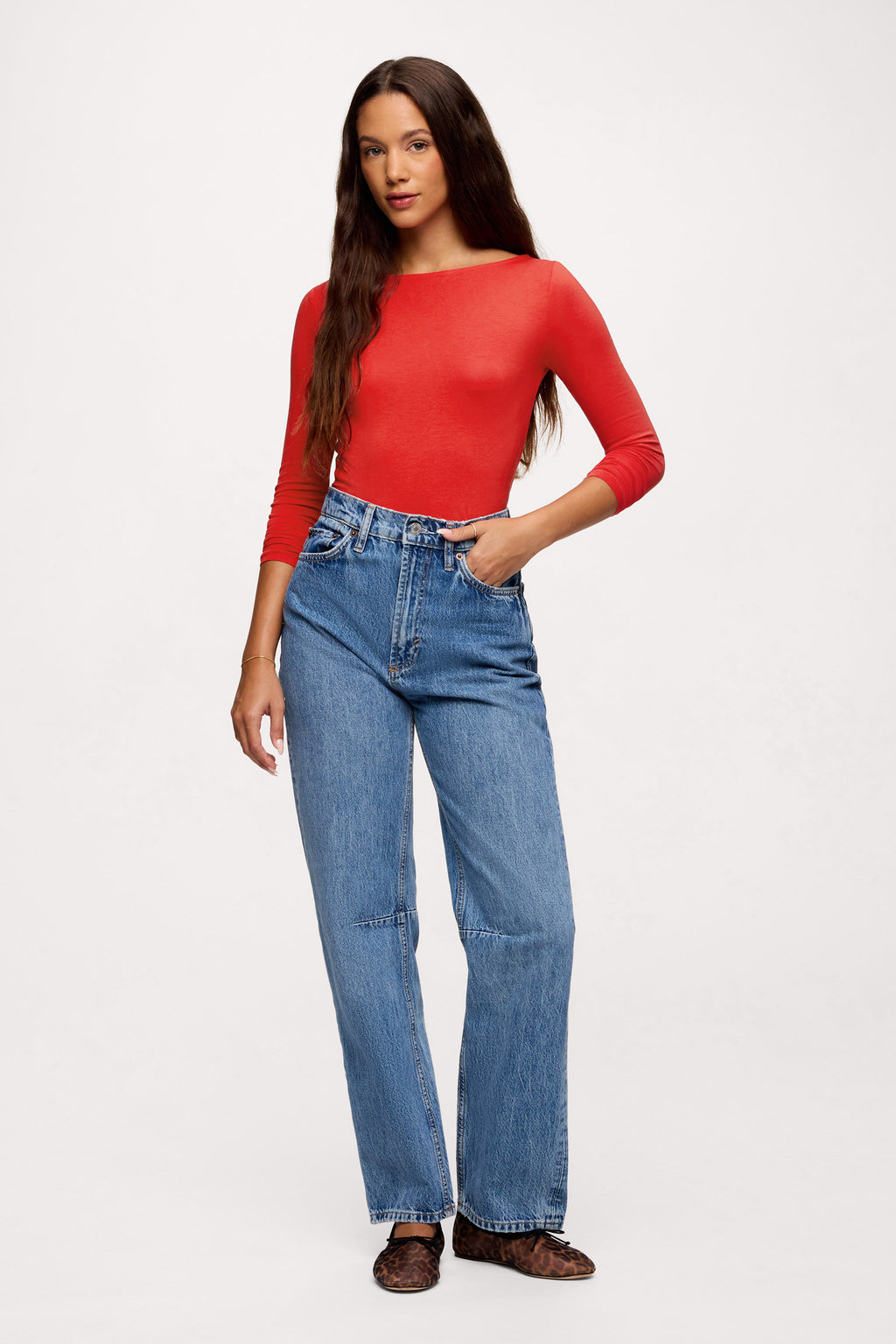 Slinky Jersey Boat Neck Long Sleeve Shirt