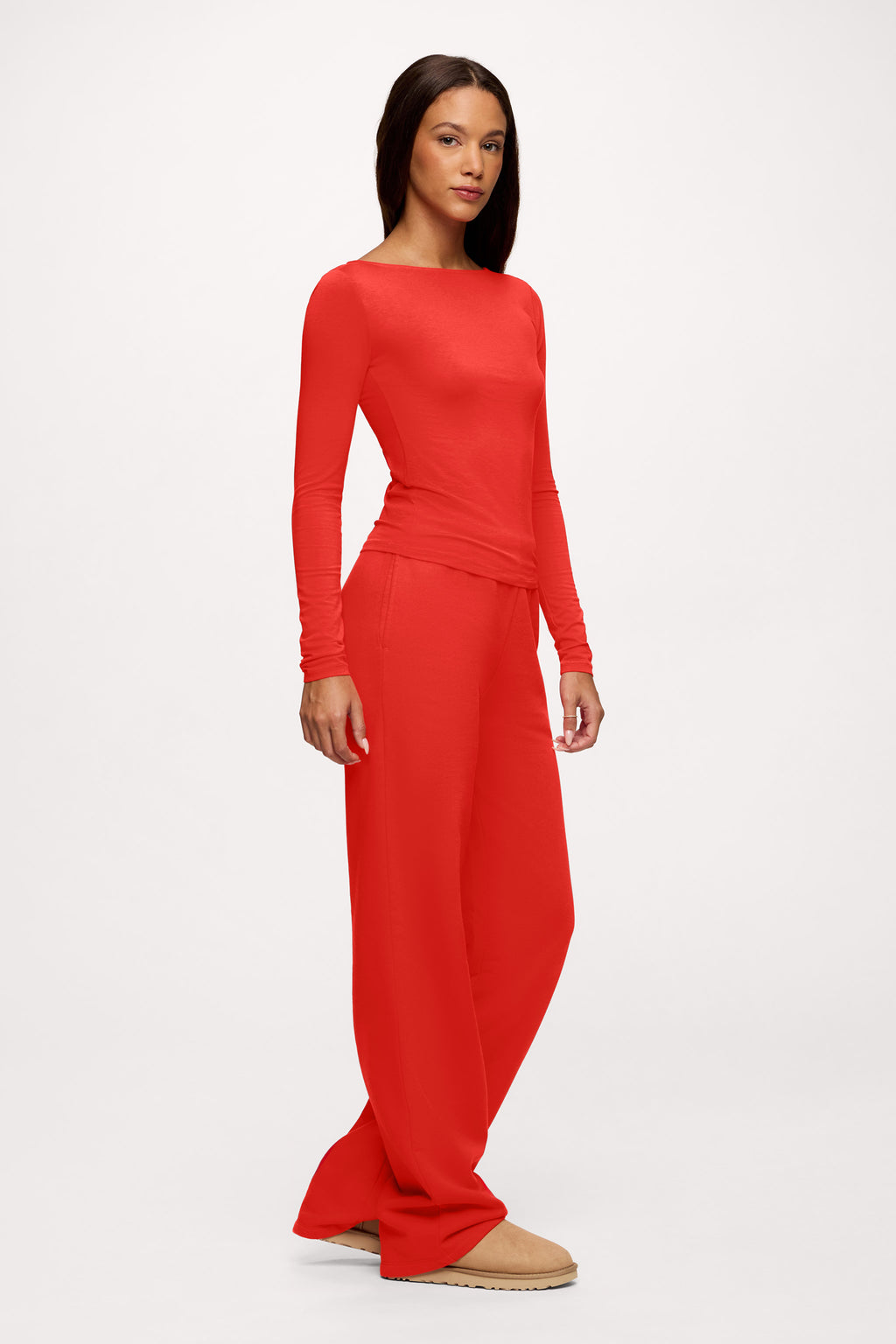 Slinky Jersey Boat Neck Long Sleeve Shirt