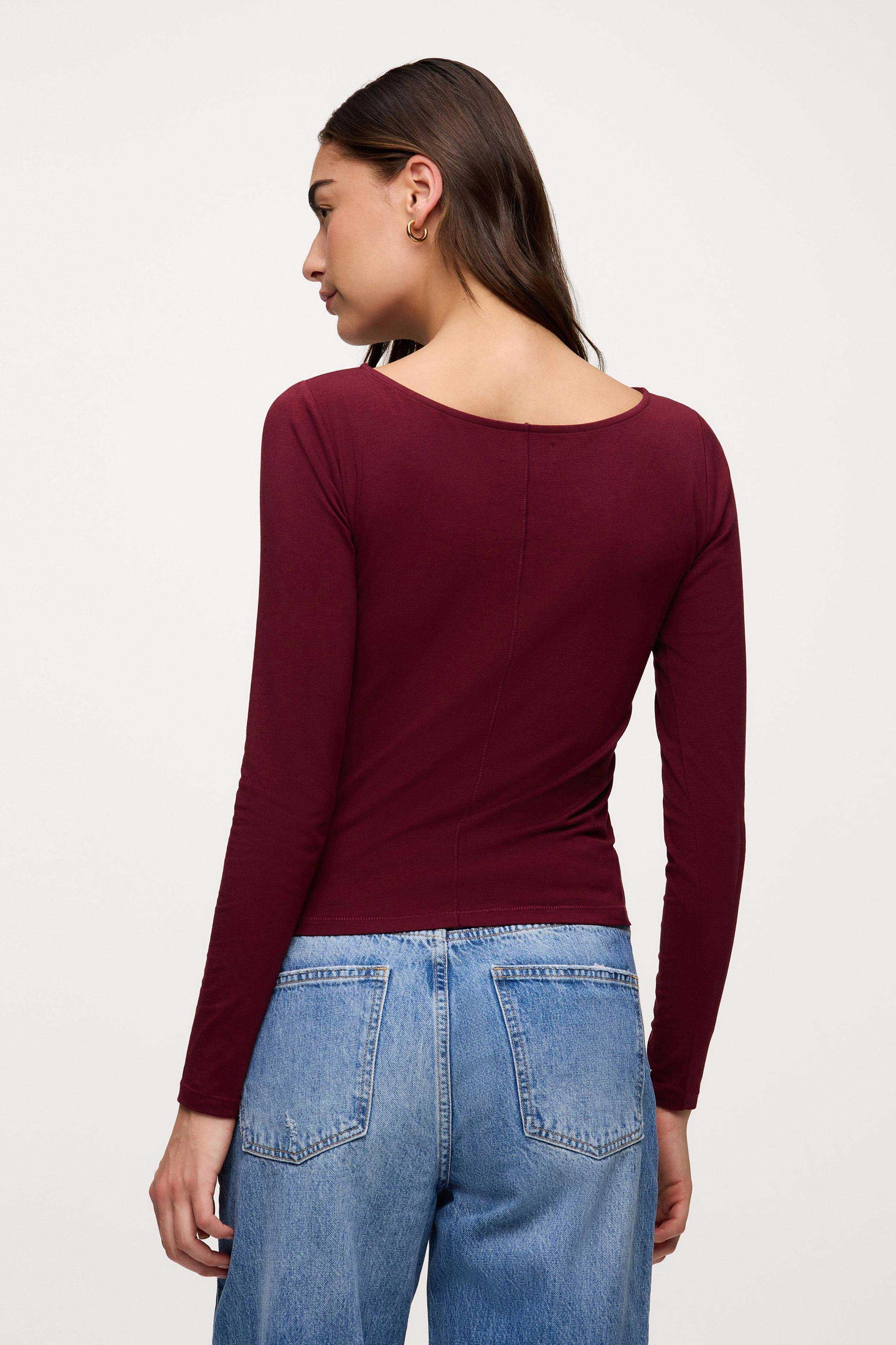 Slinky Jersey Boat Neck Long Sleeve Shirt