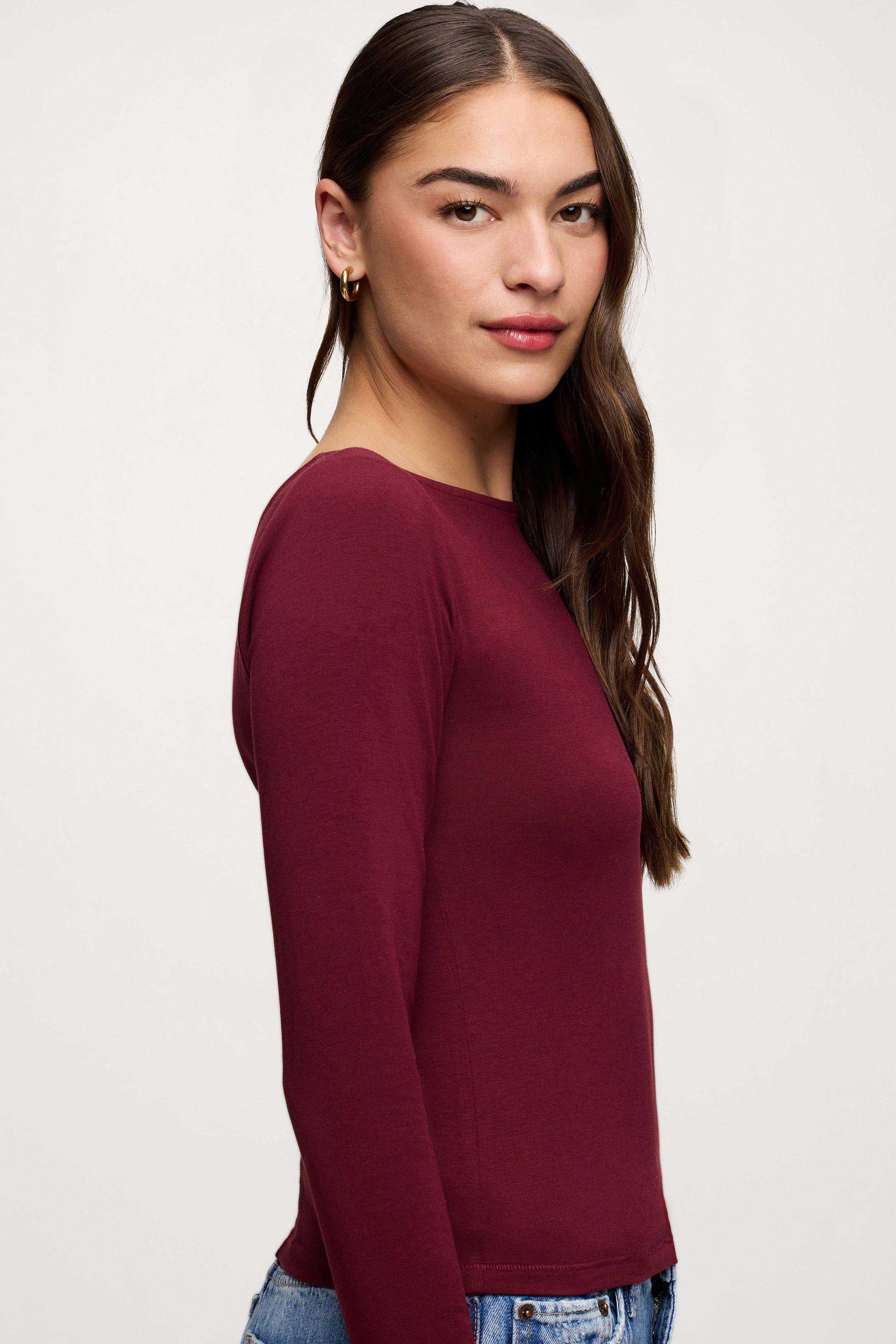 Slinky Jersey Boat Neck Long Sleeve Shirt