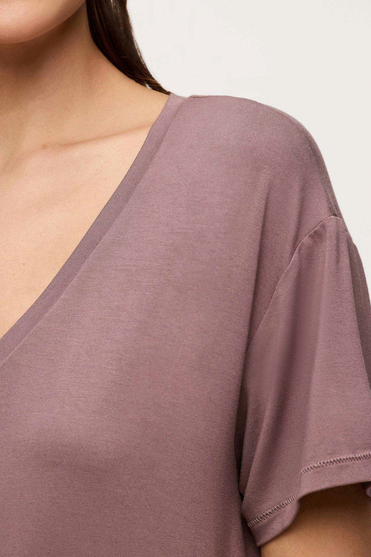 Color:Cocoa | V-Neck Pajama Tee