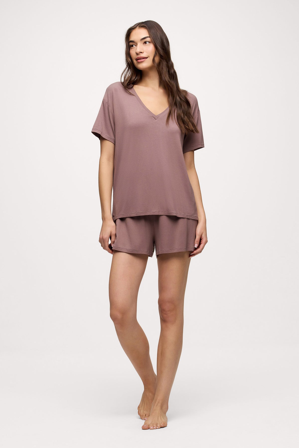 Color:Cocoa | V-Neck Pajama Tee
