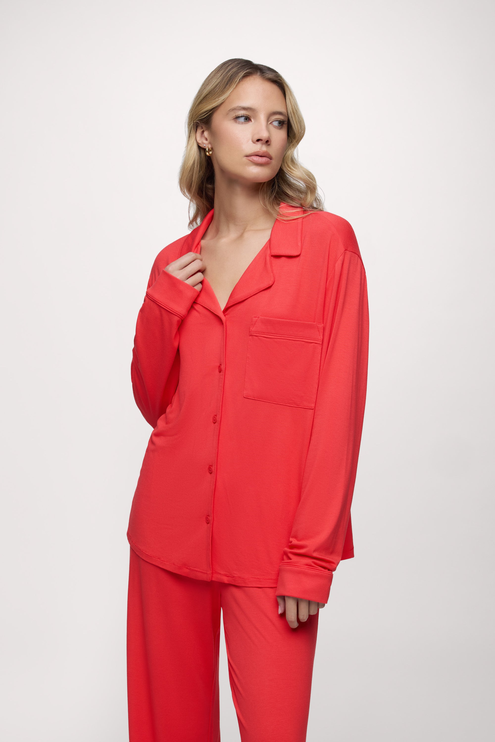 Long Sleeve Button-Up Pajama Shirt & Pajama Pant