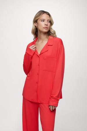 Long Sleeve Button-Up Pajama Shirt & Pajama Pant