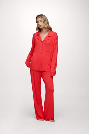 Long Sleeve Button-Up Pajama Shirt & Pajama Pant