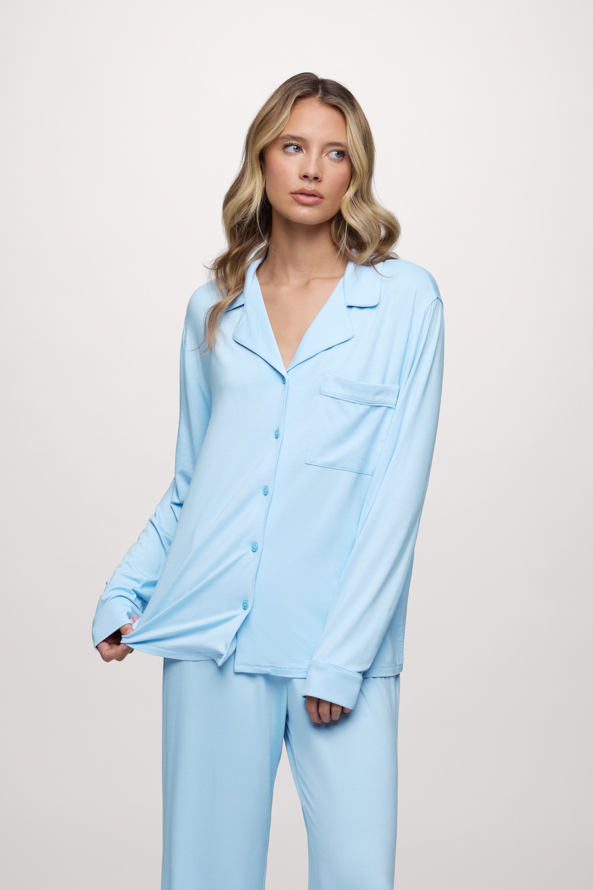 Long Sleeve Button-Up Pajama Shirt & Pajama Pant